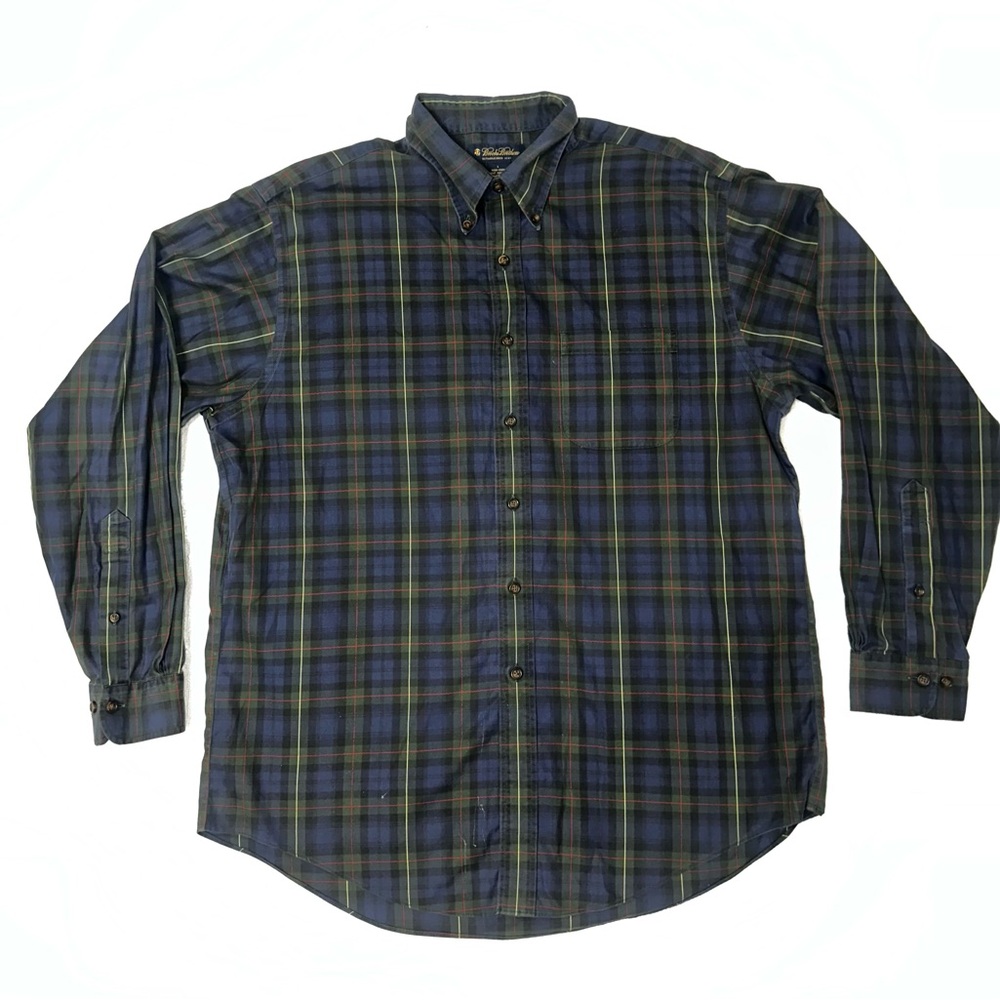 Eddie Bauer Men's Plaid Shirt - Navy and Olive